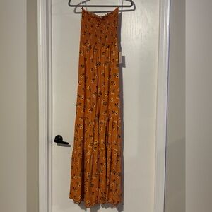Primo Strapless Elegant Floral Jumpsuit in Orange